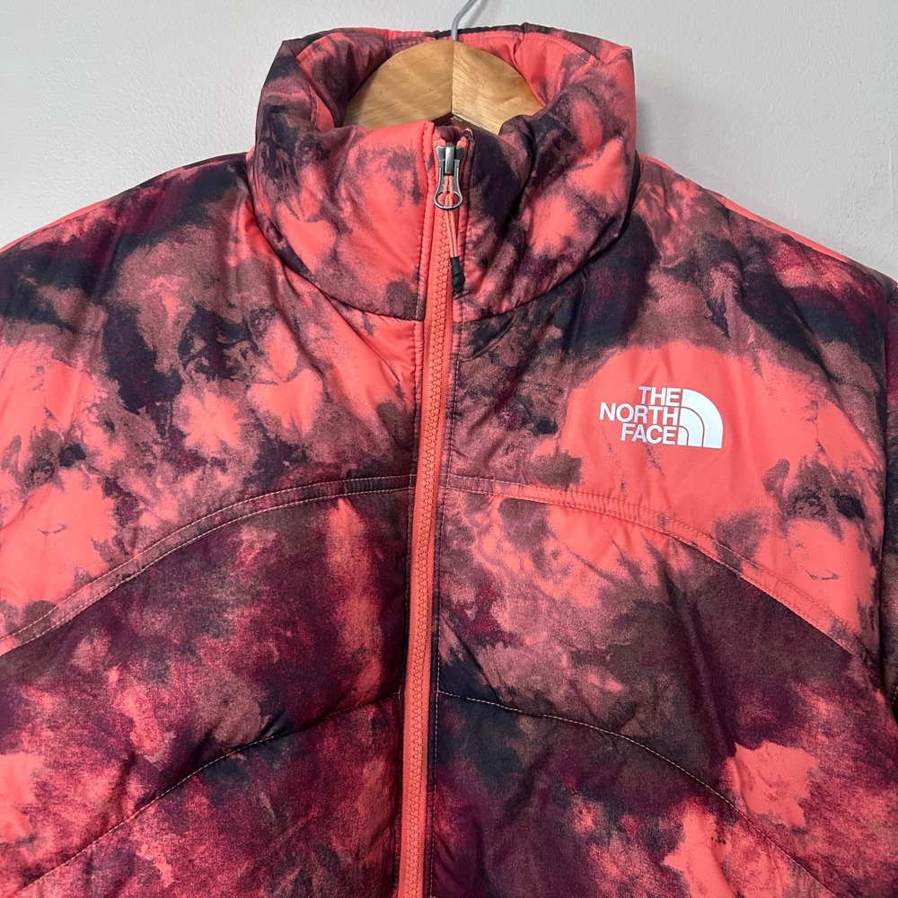 The North Face NSE 2000 Puffer Jacket Womens Small Coral Ice Dye Black WindWall